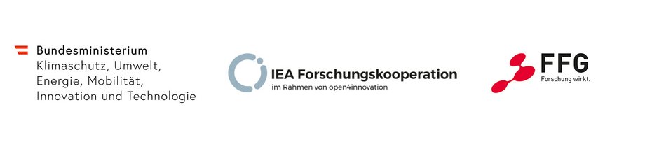 IEA Projekte-Logos von FFG, BMK sowie jenes der IEA Forschungskooperation